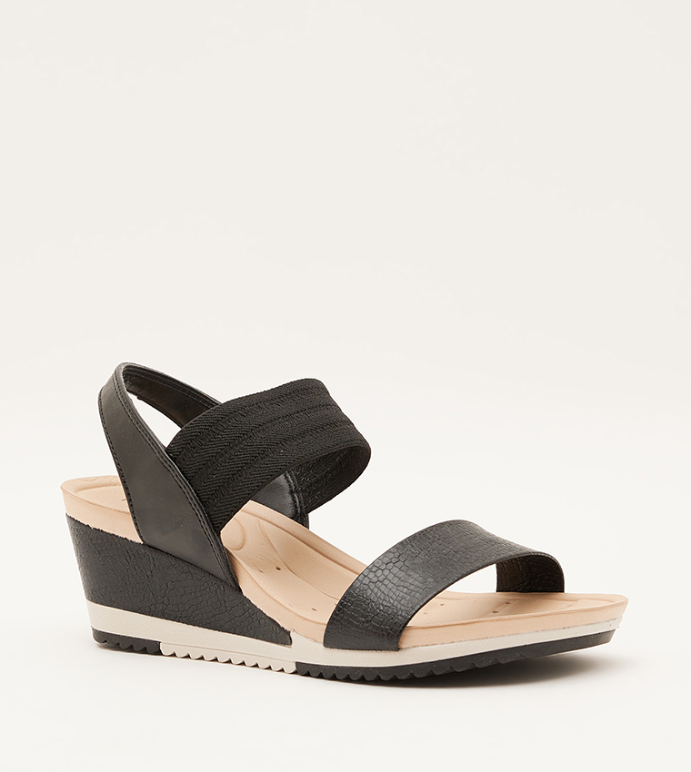 Buy Modare Raduu Textured Wedge Sandals In Black 6thStreet Saudi