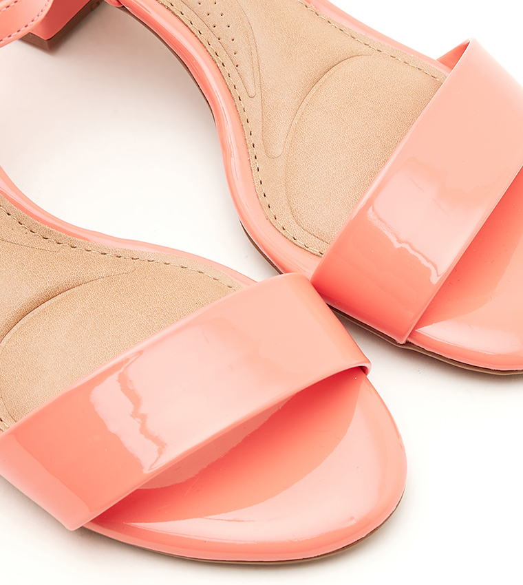 Coral block heel sandals deals