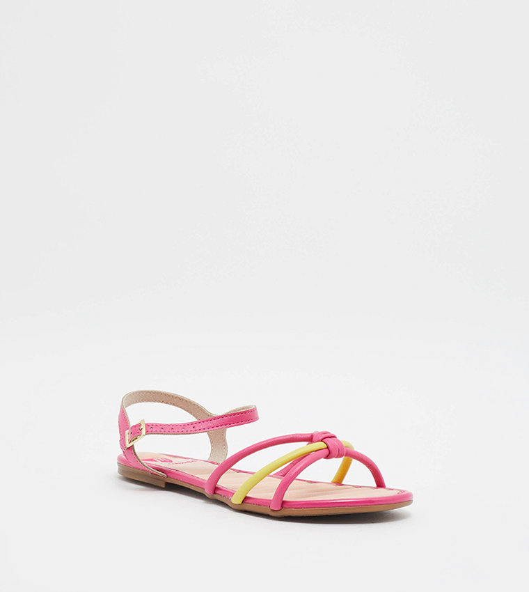 Pink flat hot sale sandals