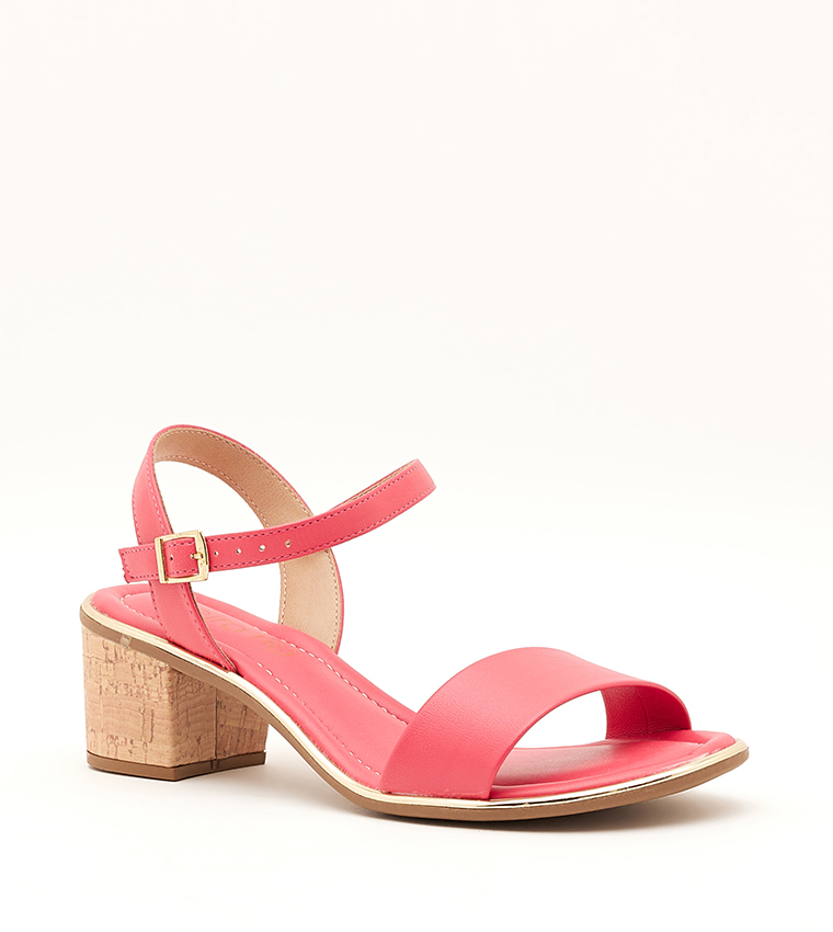 Bright pink block heel sandals best sale