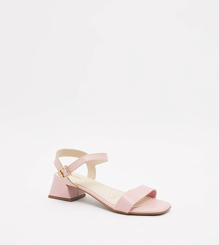 Pale pink mid outlet heel sandals