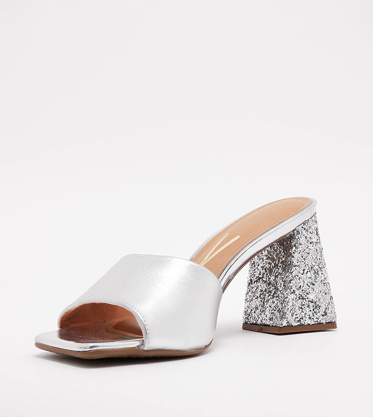 Tadamitsuu Glitter Block Heel Sandals