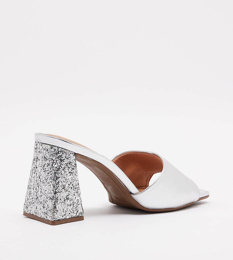 Tadamitsuu Glitter Block Heel Sandals