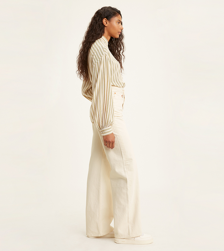 Ribcage Wide Leg Jeans In White 