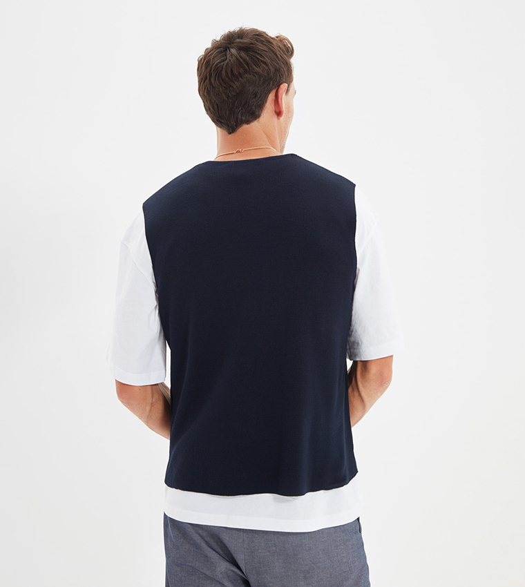 Slim Fit Double Breasted Knitwear Vest