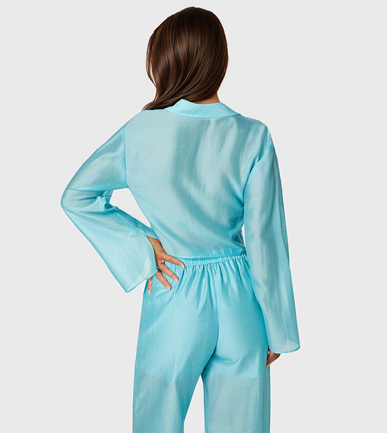 Front Tie Flared Sleeves Top