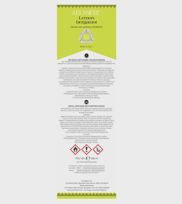 Lemon Bergamot Fragrance Refill, 200ml