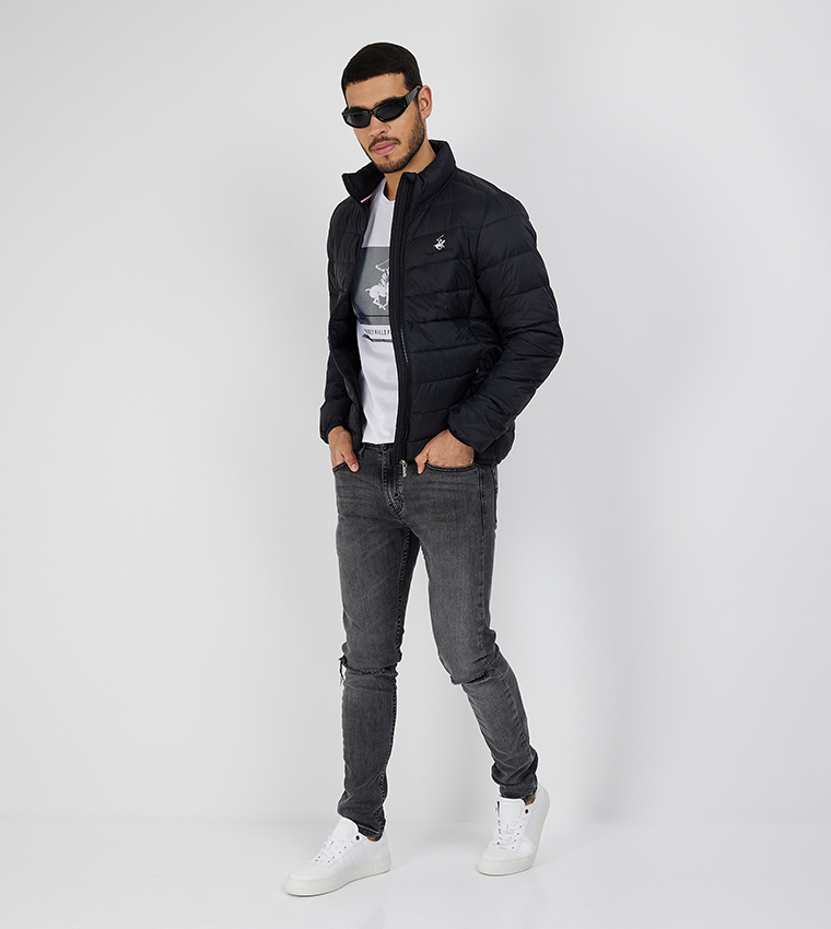 Logo Embroidered Long Sleeves Puffer Jacket