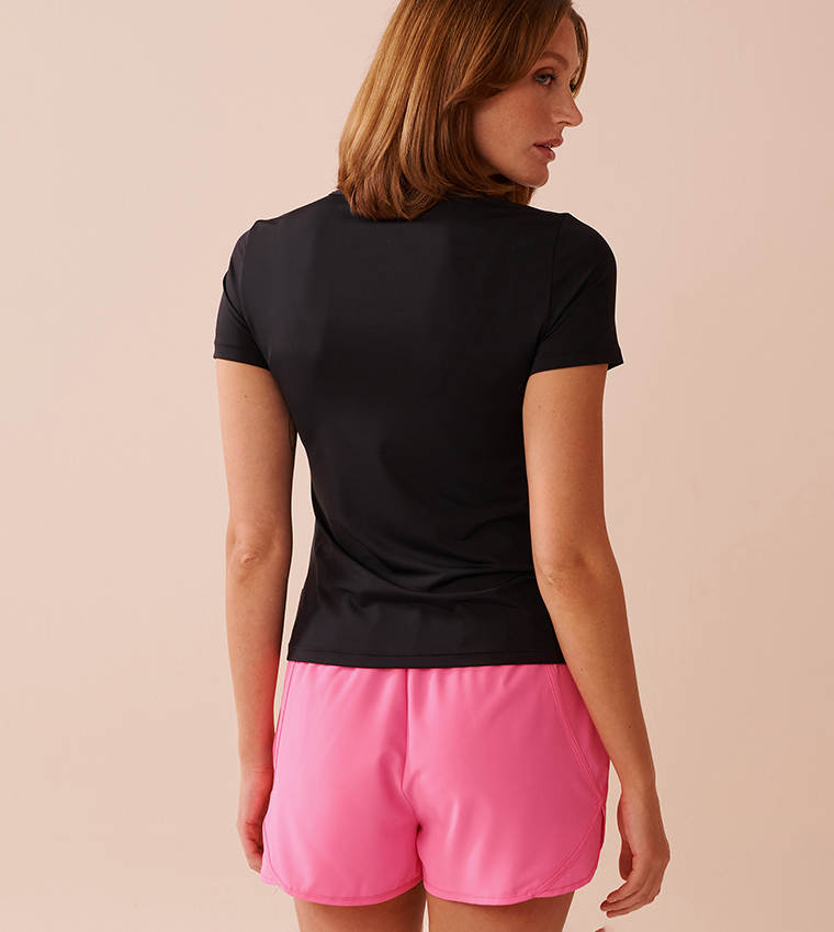 Zip-Up Short-Sleeves Rashguard T-Shirt
