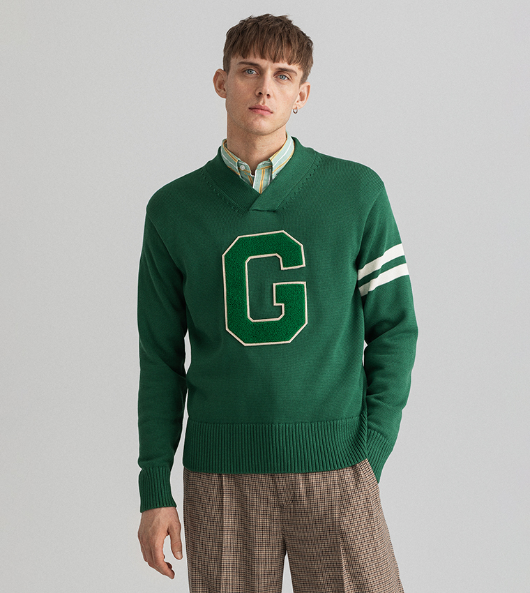Collegiate V-Neck Long Sleeves Sweater