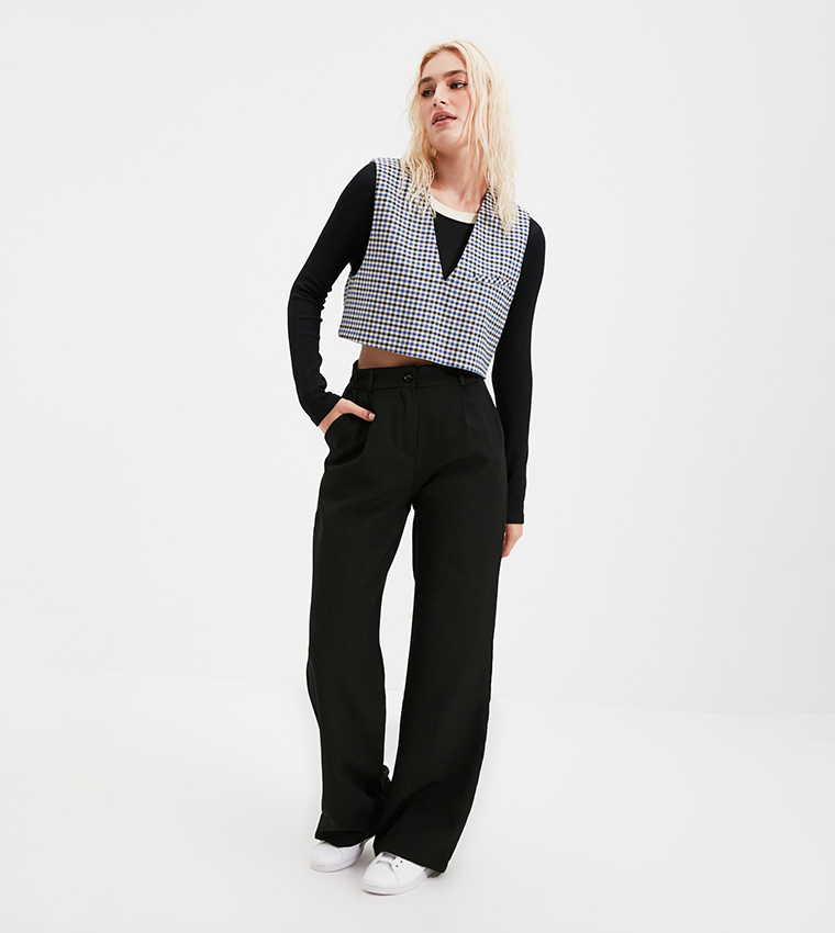 Pleated Wide Leg Trousers