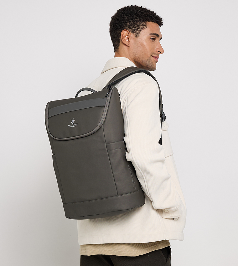 Logo Metal Zippered Backpack
