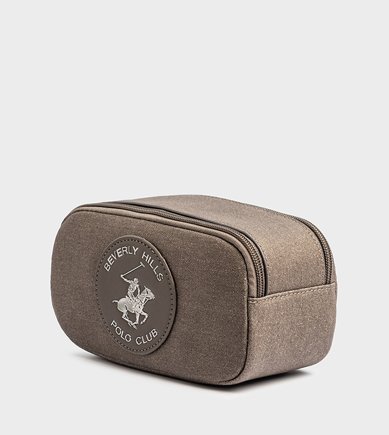 Logo Appliqued Zippered Travel Pouch