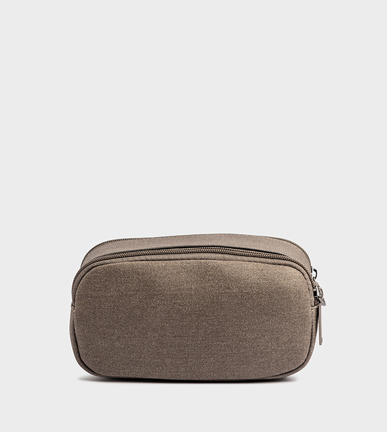 Logo Appliqued Zippered Travel Pouch