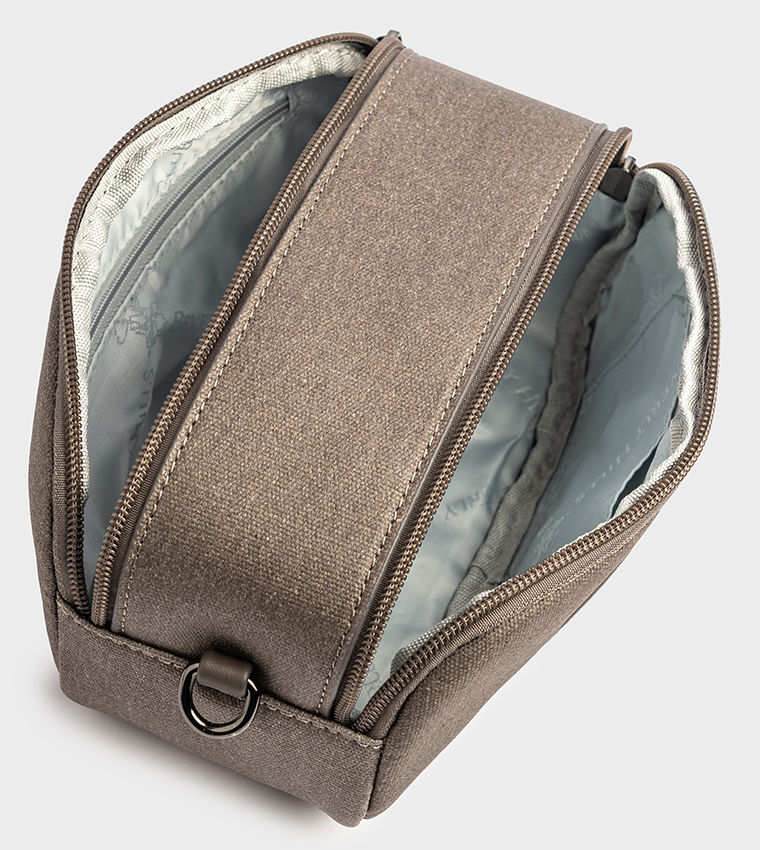 Logo Appliqued Zippered Travel Pouch