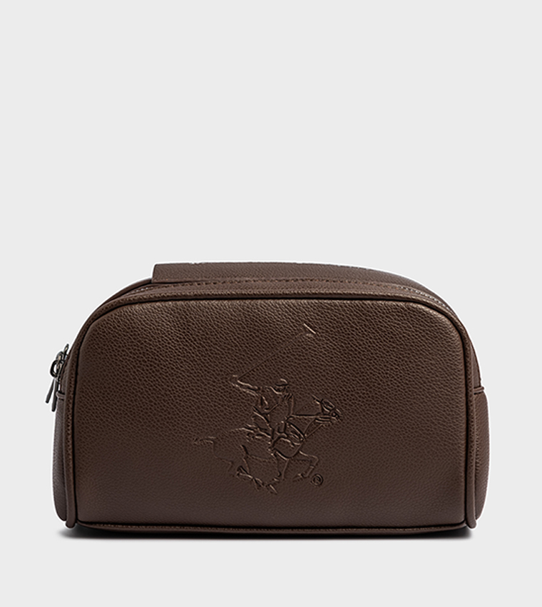 Logo Debossed Zippered Travel Pouch