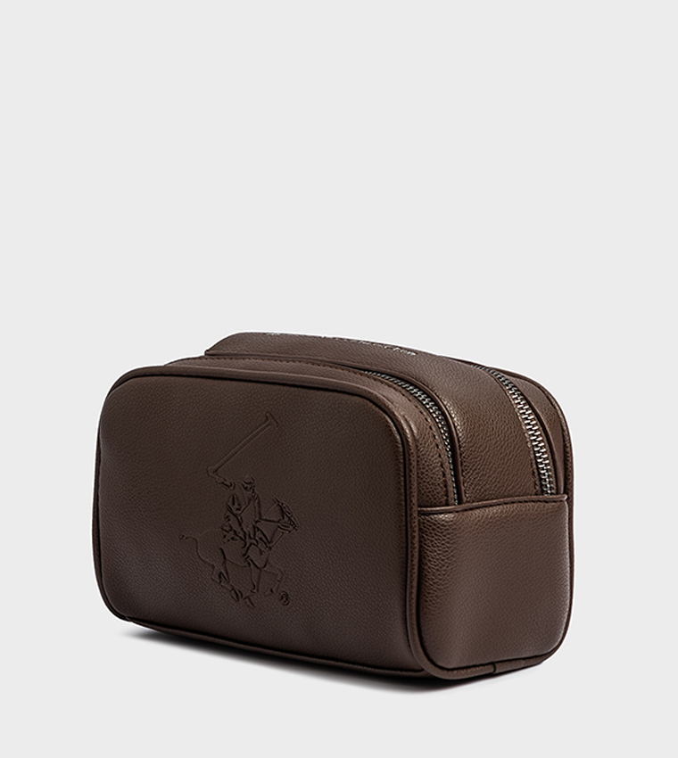 Logo Debossed Zippered Travel Pouch