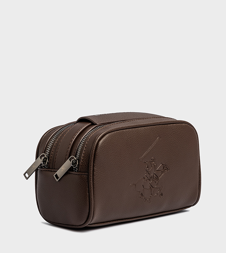 Logo Debossed Zippered Travel Pouch