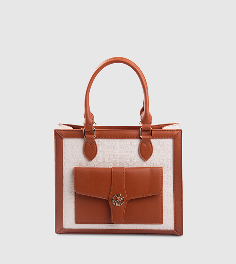 Color Block Zippered Tote Bag