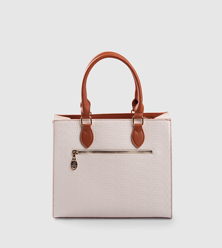 Color Block Zippered Tote Bag