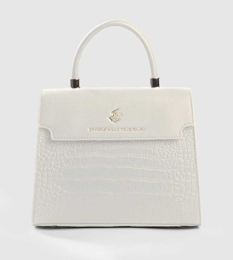 Croc Textured Top Handle Bag