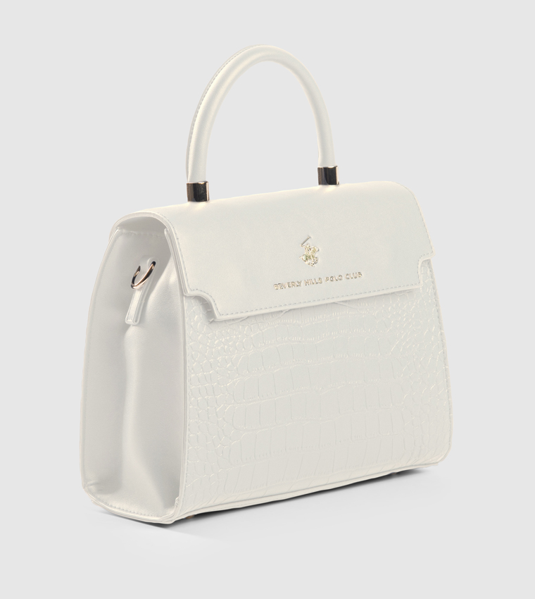 Croc Textured Top Handle Bag