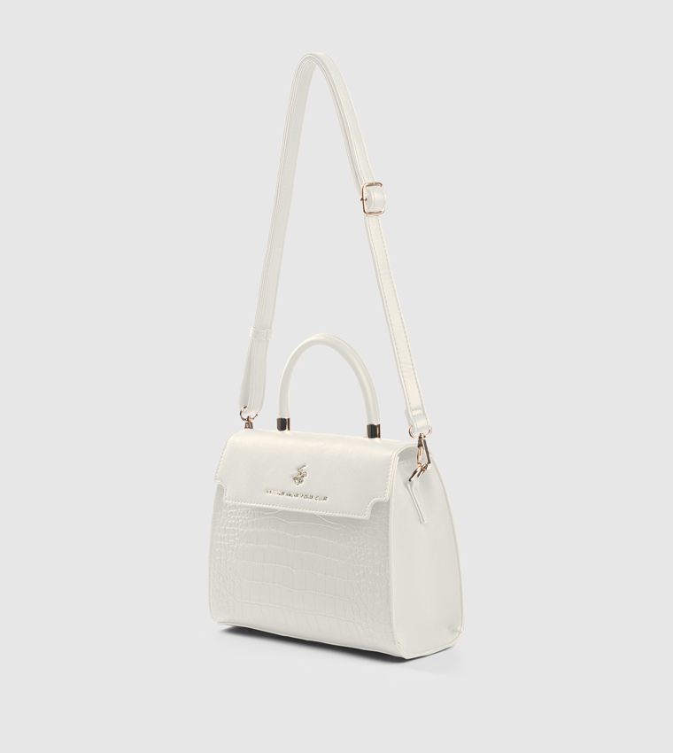 Croc Textured Top Handle Bag
