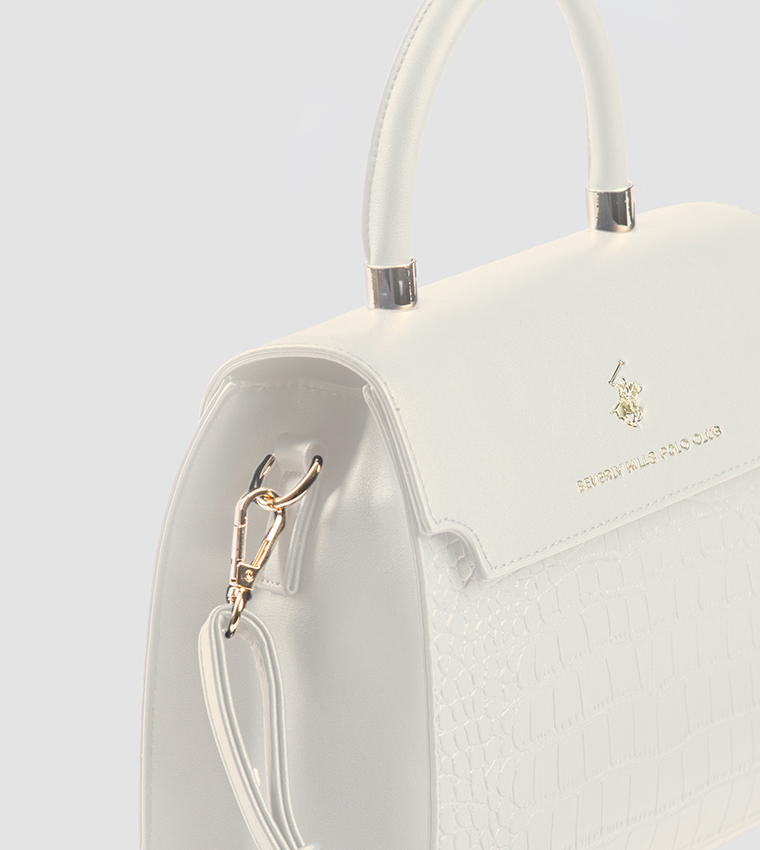 Croc Textured Top Handle Bag