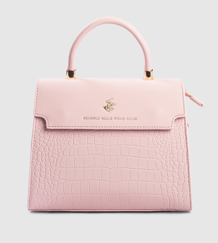 Croc Textured Top Handle Bag