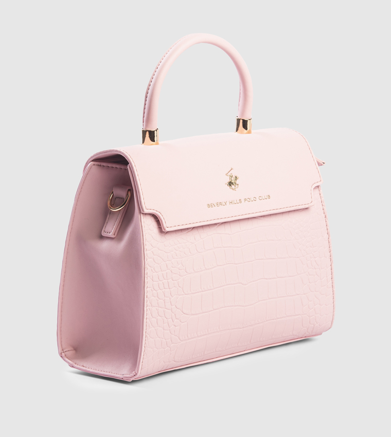 Croc Textured Top Handle Bag