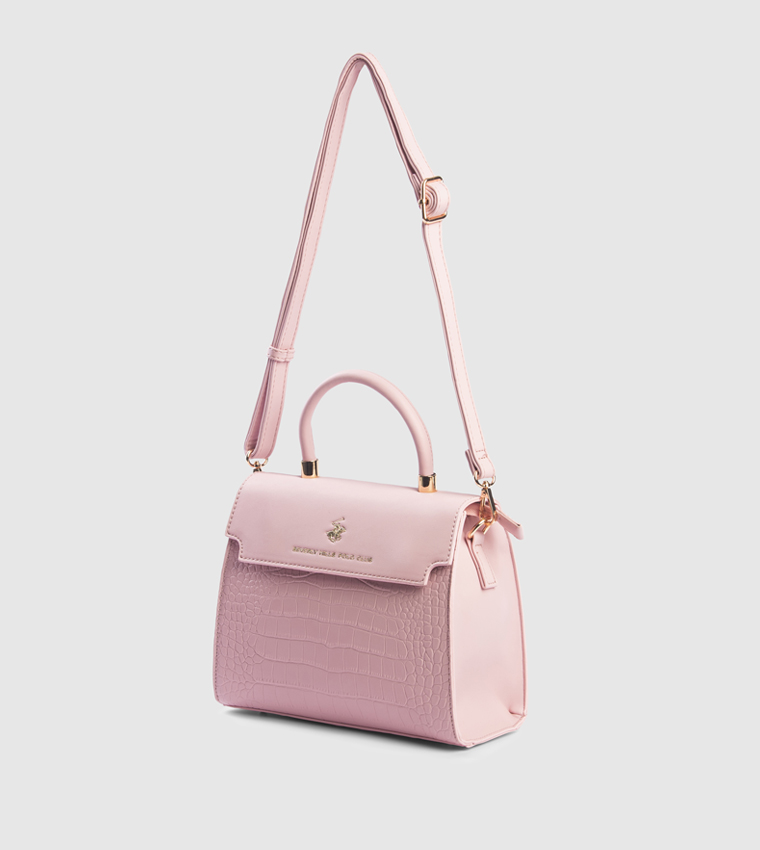 Croc Textured Top Handle Bag