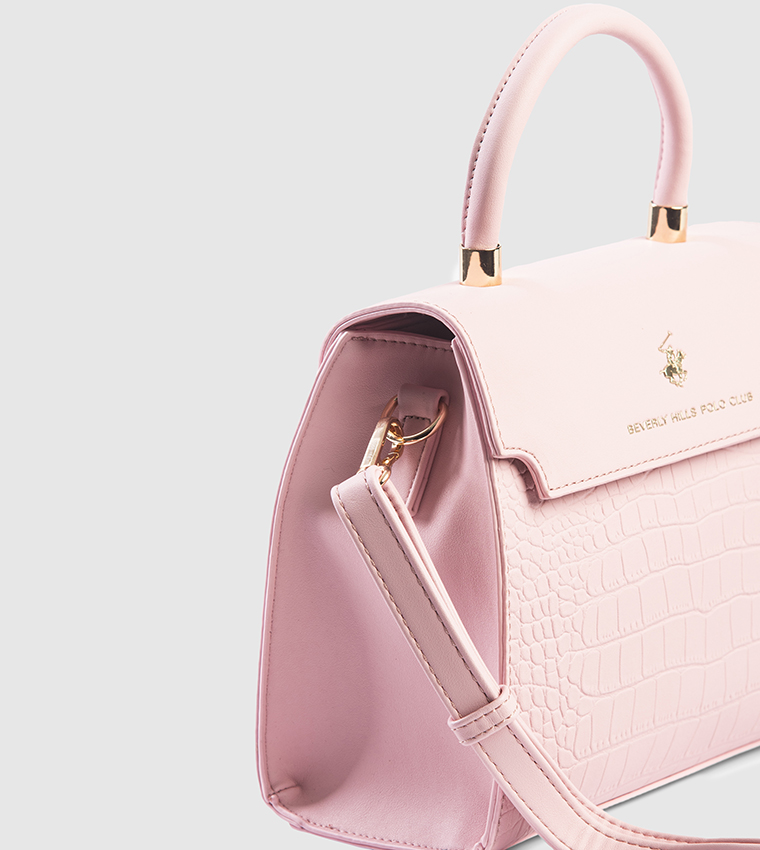 Croc Textured Top Handle Bag