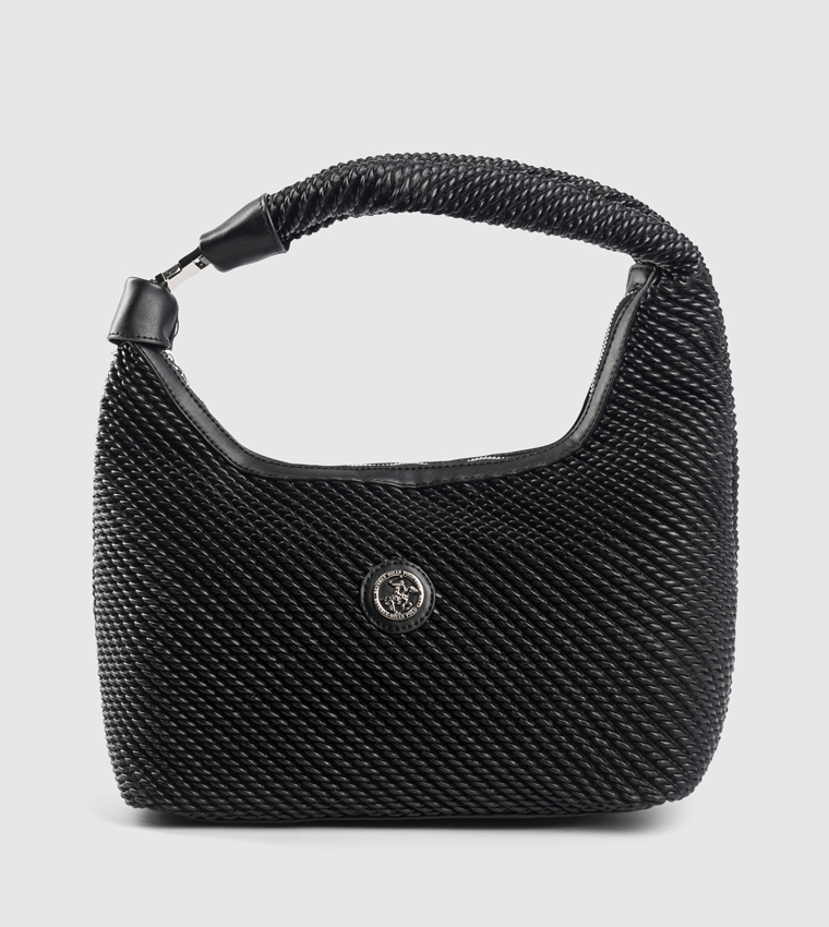 Textured Zippered Shoulder Bag