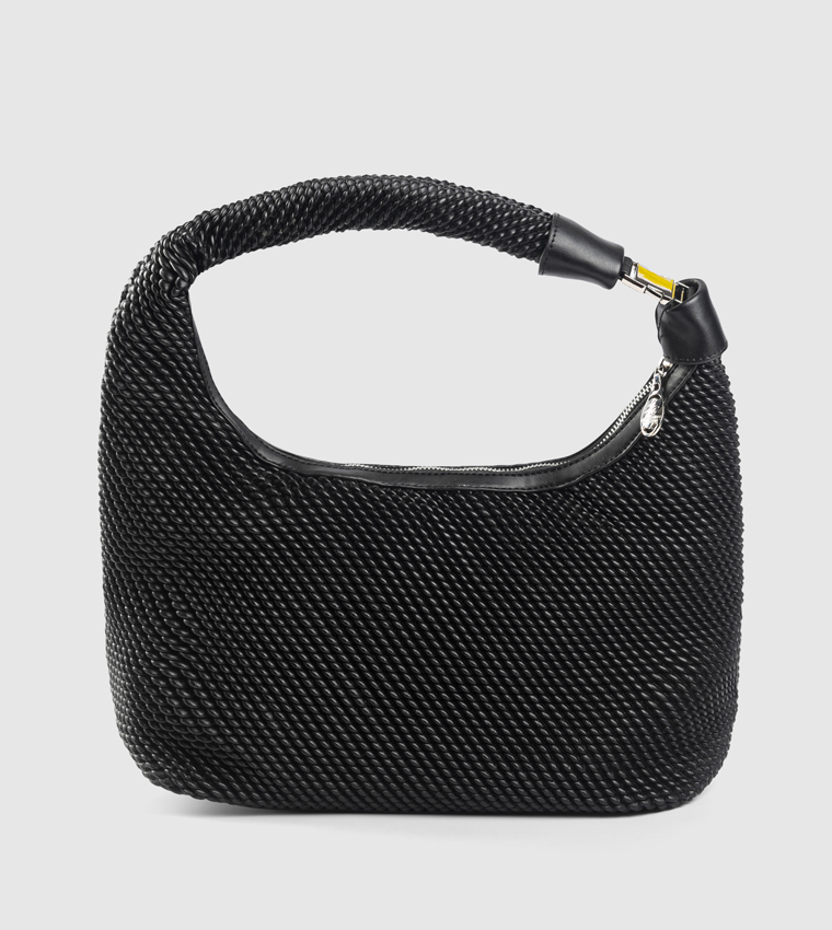 Textured Zippered Shoulder Bag