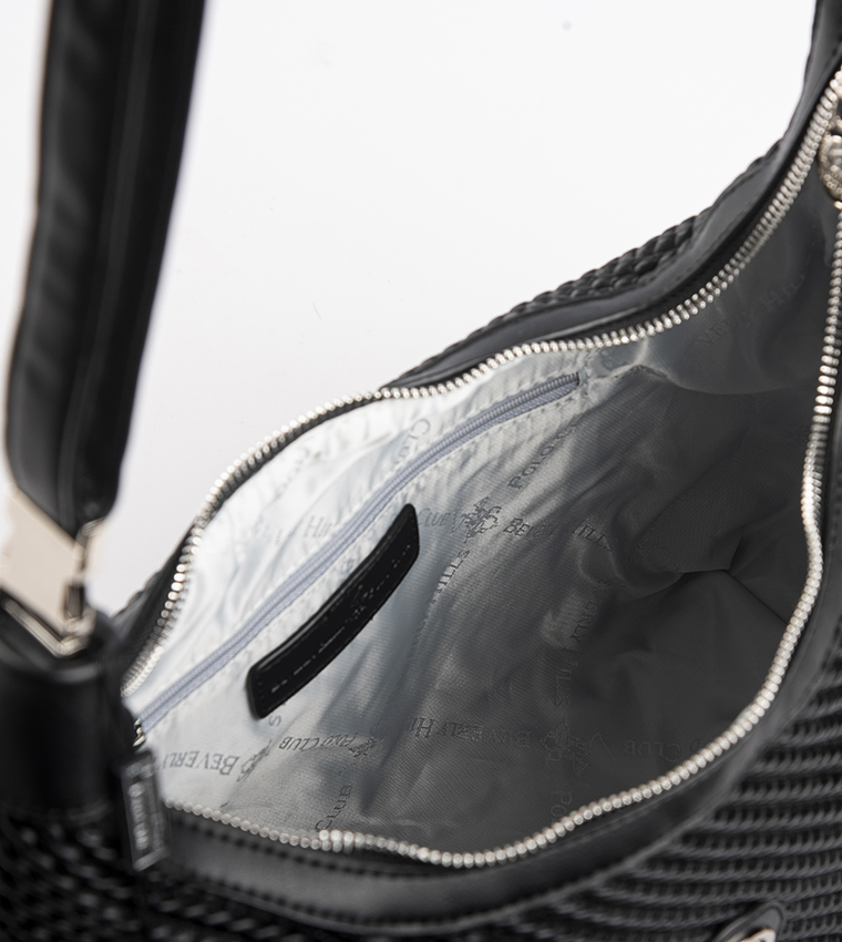 Textured Zippered Shoulder Bag