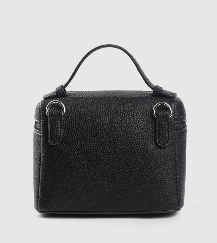 Textured Zippered Top Handle Bag