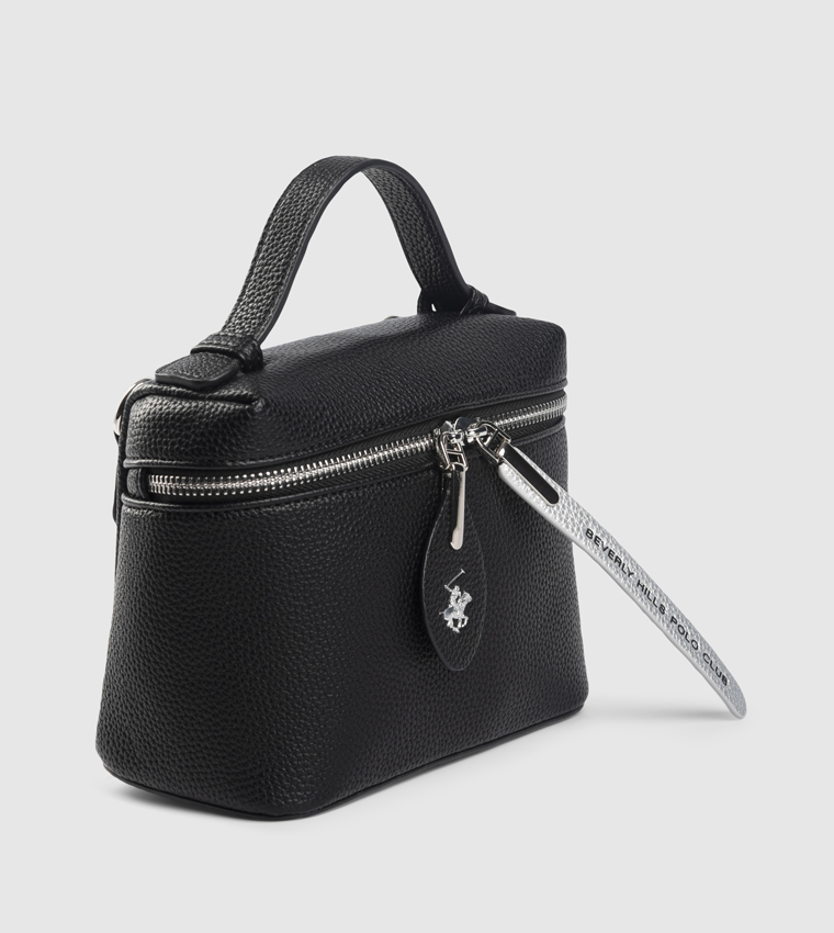 Textured Zippered Top Handle Bag
