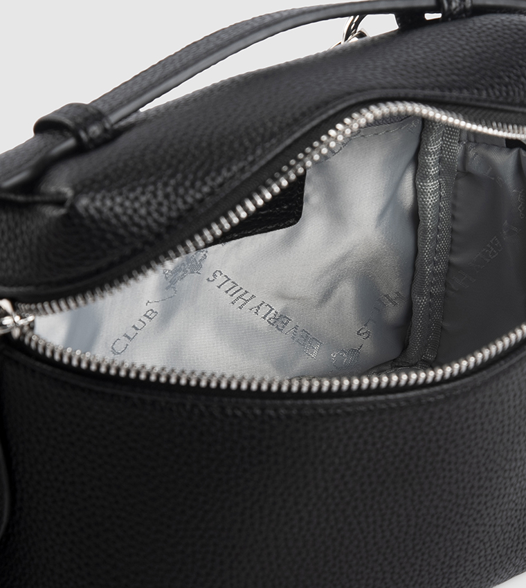 Textured Zippered Top Handle Bag