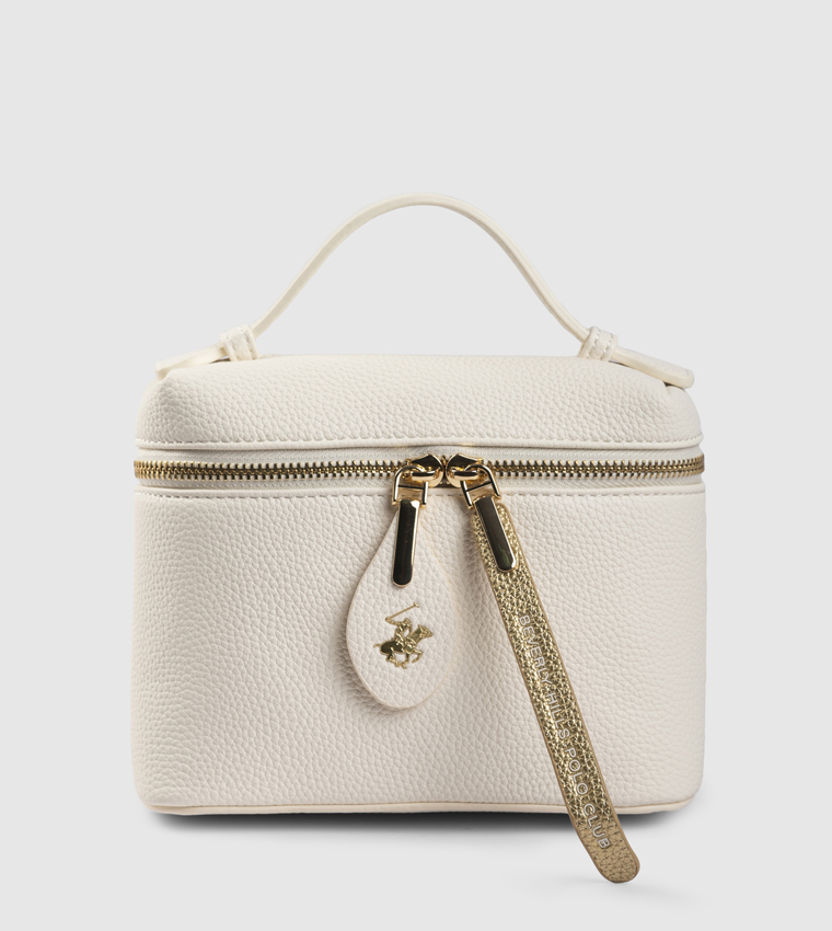 Textured Zippered Top Handle Bag