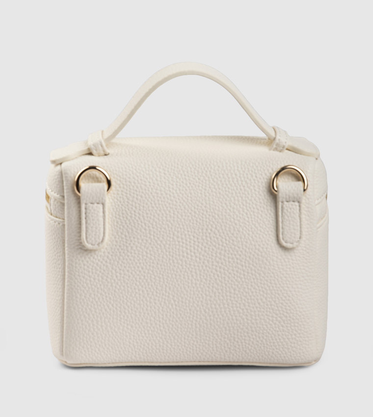 Textured Zippered Top Handle Bag