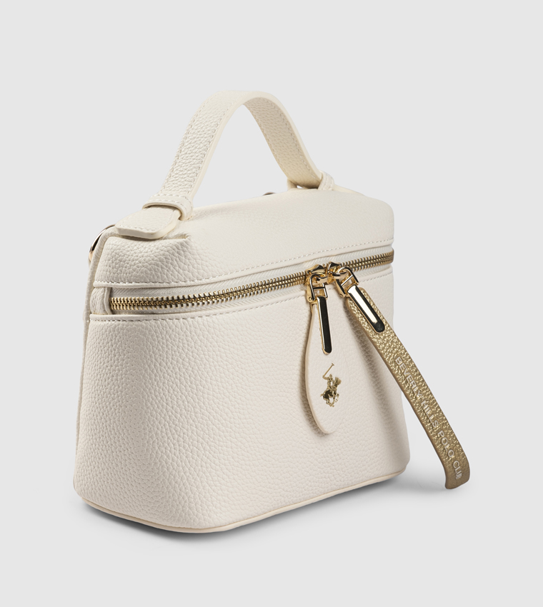Textured Zippered Top Handle Bag