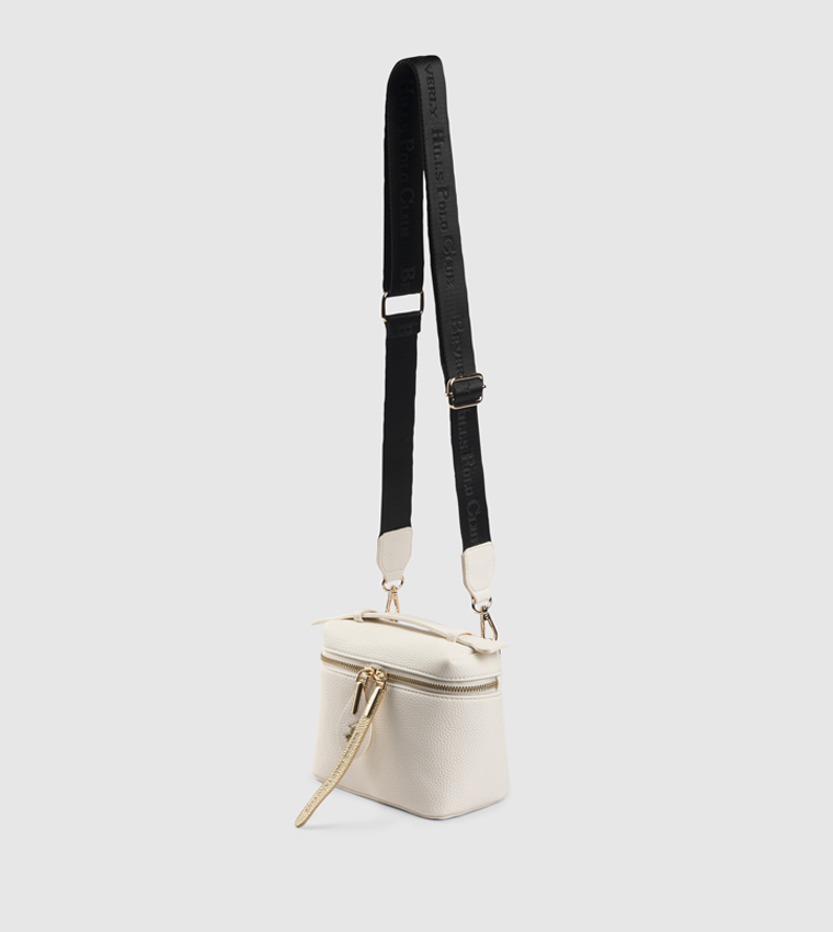 Textured Zippered Top Handle Bag