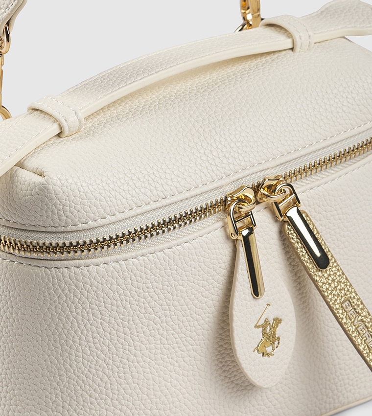 Textured Zippered Top Handle Bag