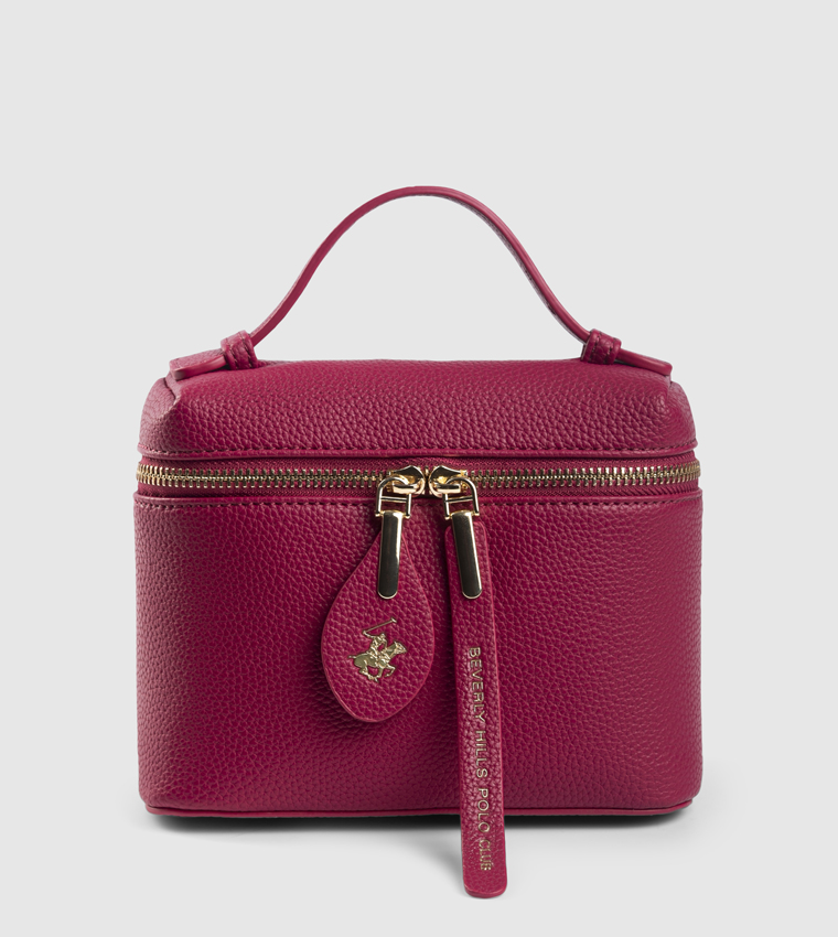 Textured Zippered Top Handle Bag