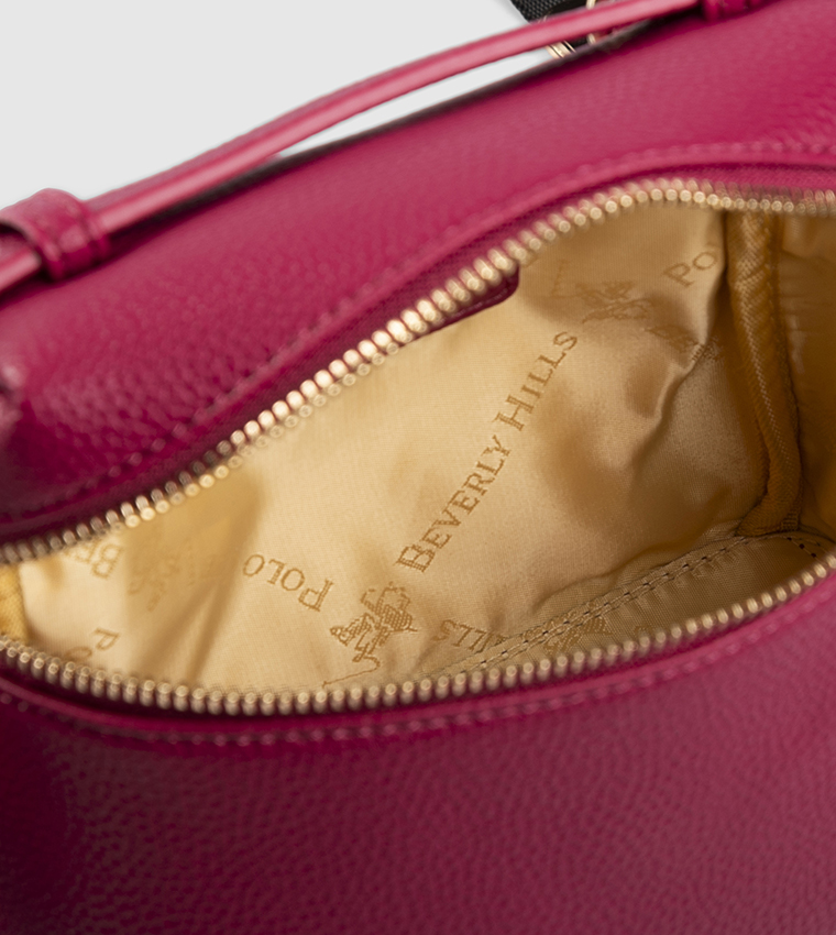 Textured Zippered Top Handle Bag
