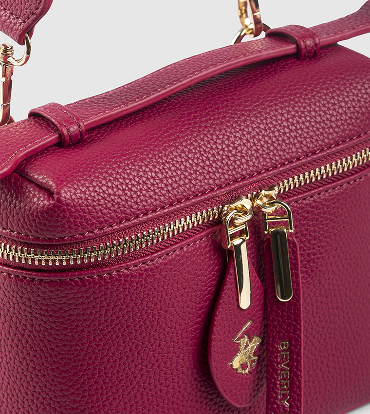 Textured Zippered Top Handle Bag