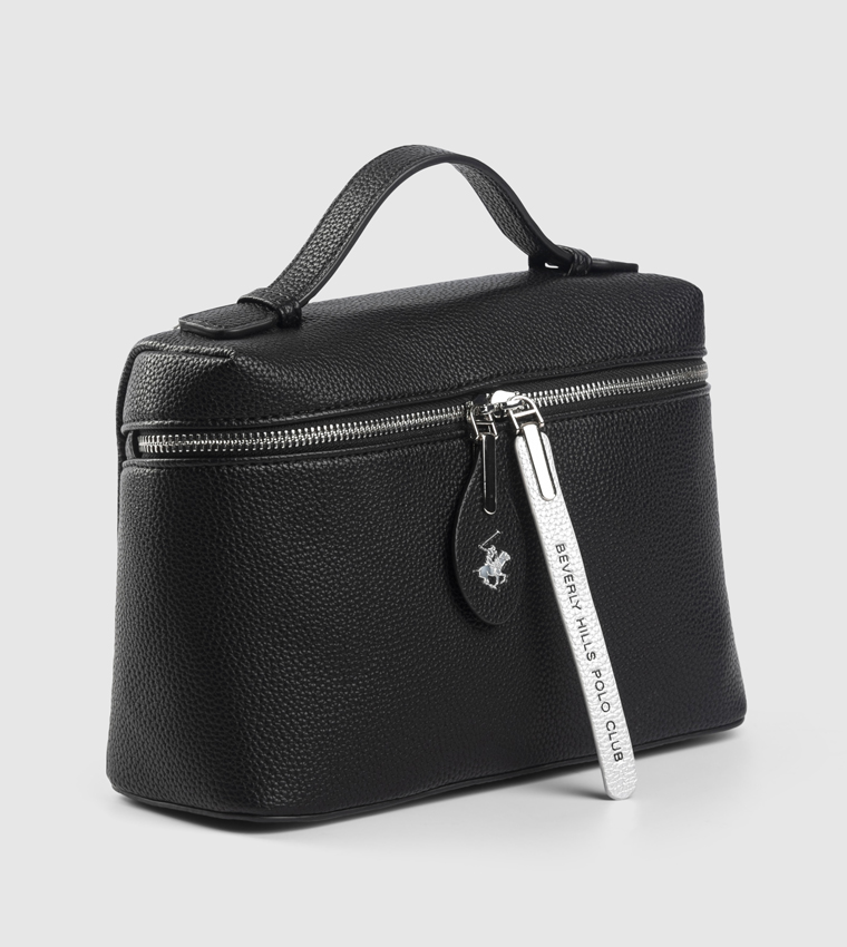 Textured Zippered Top Handle Bag