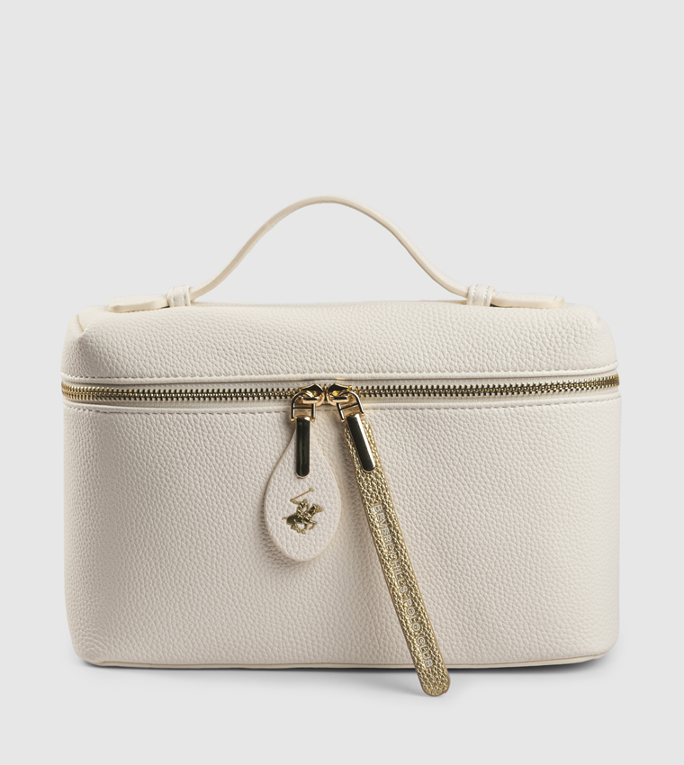Textured Zippered Top Handle Bag