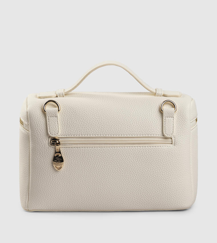 Textured Zippered Top Handle Bag