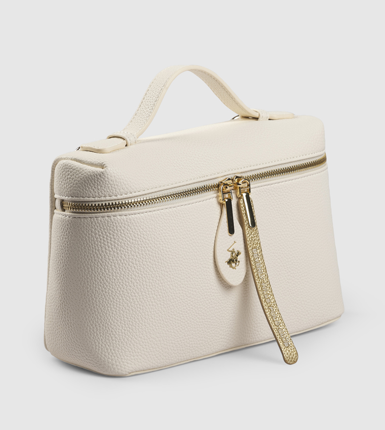 Textured Zippered Top Handle Bag